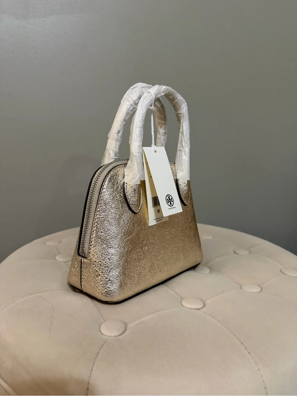 Tory Burch Metallic Gold Mini Dome Satchel